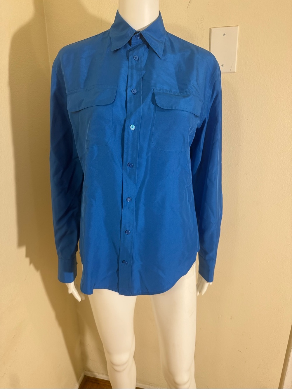 Ralph Lauren Light Blue Satin-Look Shirt RALPH LAUREN Royal Blue Shirt Size: 4